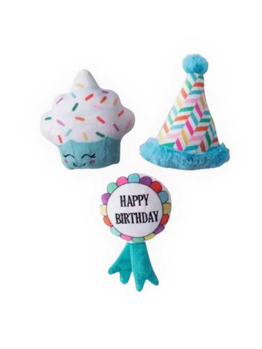 birthday dog toy set cupcake party hat happy birthday plush squeaky dog toys for small dogs