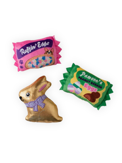 easter plush dog toy set candy bunny squeaky small dog toys