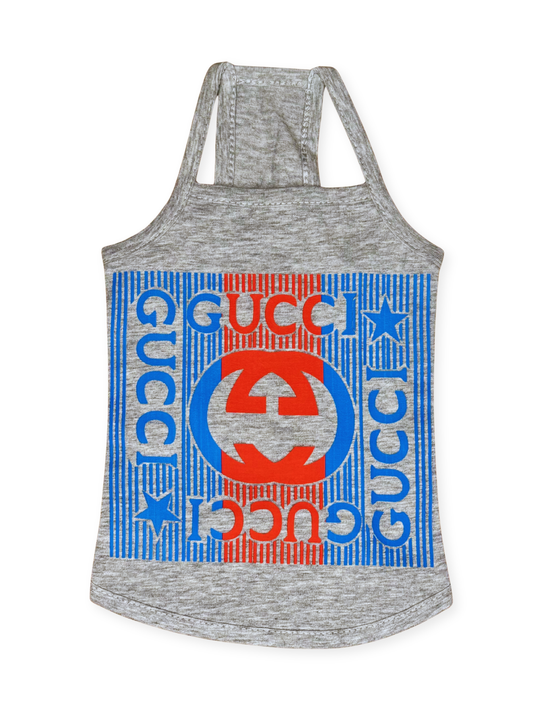 gray patriotic dog tank for small dogs graphic style