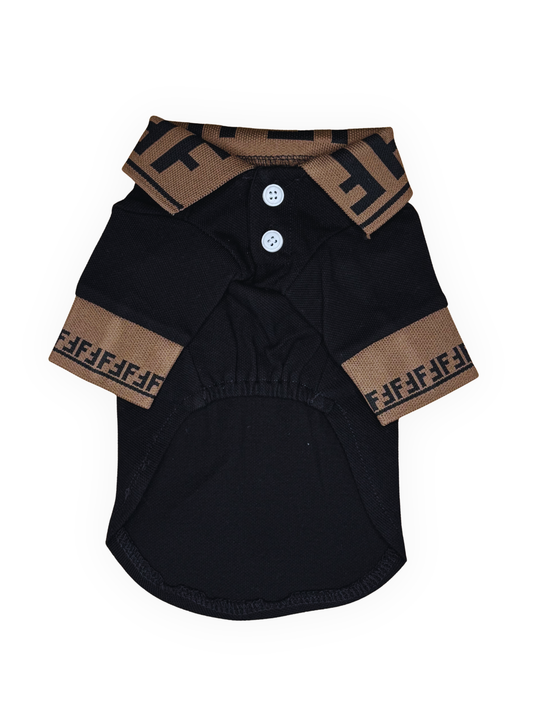 black dog collar shirt with designer inspired trim