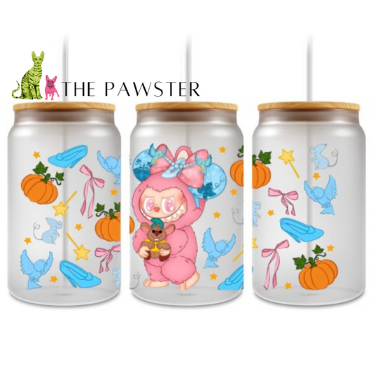 The Pawster Fairy Tale Pumpkin Labubu UV DTF Cup Wrap – Double Sided front view