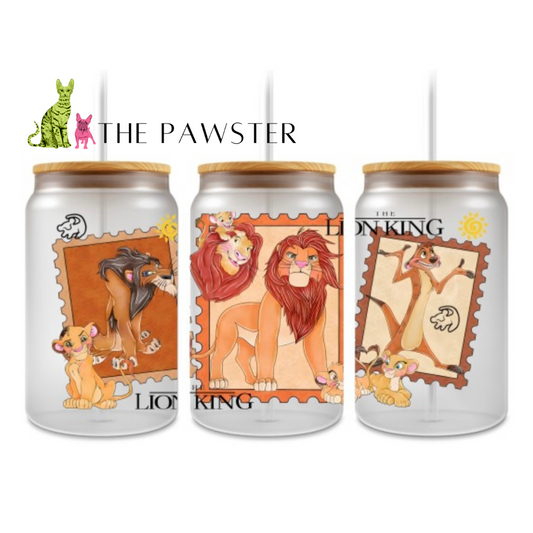Savanna-inspired lion family UV DTF double-sided cup wrap with cubs and safari details – The Pawster