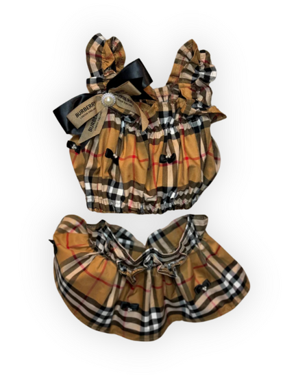 Pretty in Plaid Dog Outfit – 2-Piece Top & Skirt Set