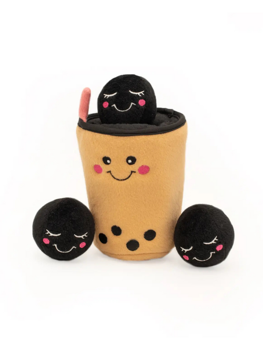 Boba Burrow Toy – Interactive Milk Tea Puzzle Dog Toy