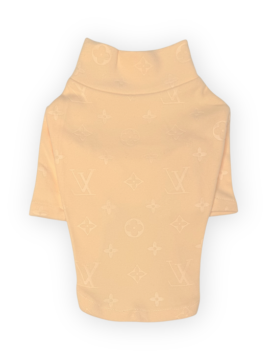 The Pawster Furry Vuiton Turtleneck for Dogs – Yellow & Peach Velour Sweater Back View