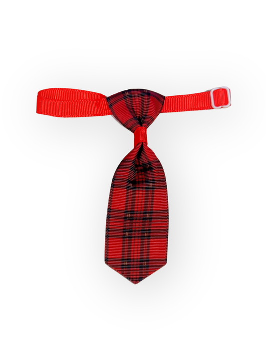 The Pawster Park Avenue Plaid Tie in Red – adjustable dog necktie, fits necks up to 15 inches