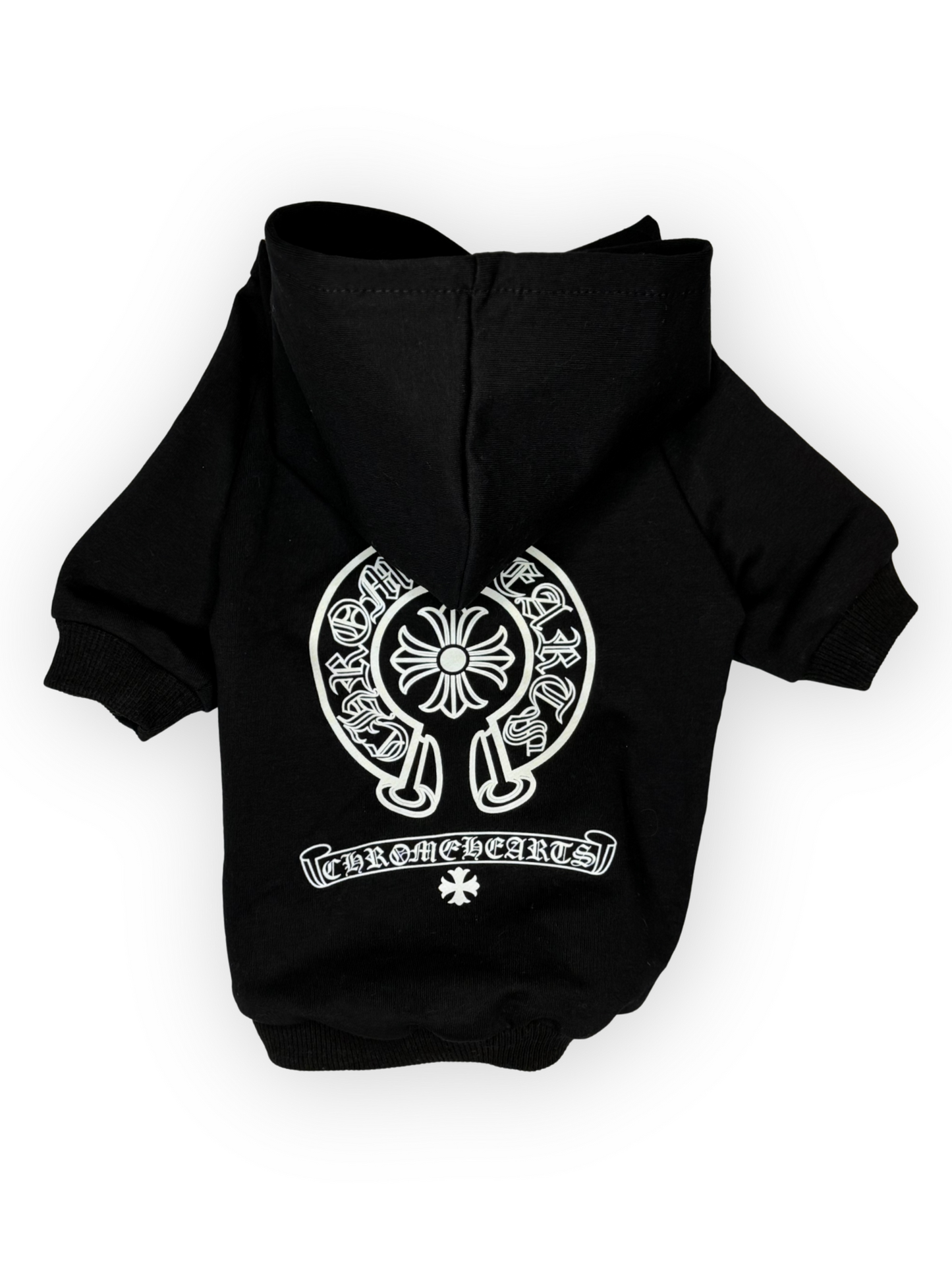 The Pawster Paws of Hearts lightweight dog hoodie back view