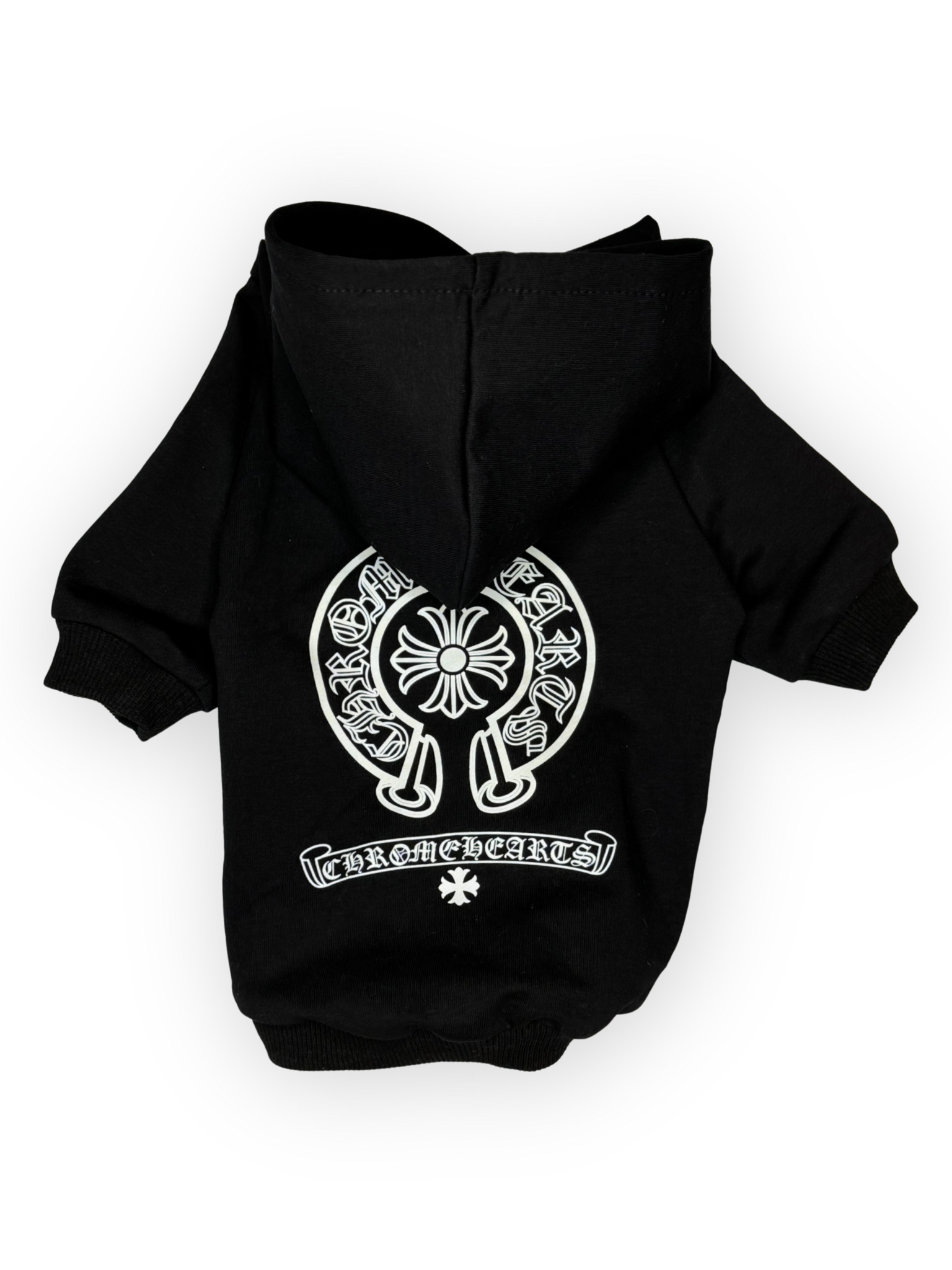 The Pawster Paws of Hearts lightweight dog hoodie back view