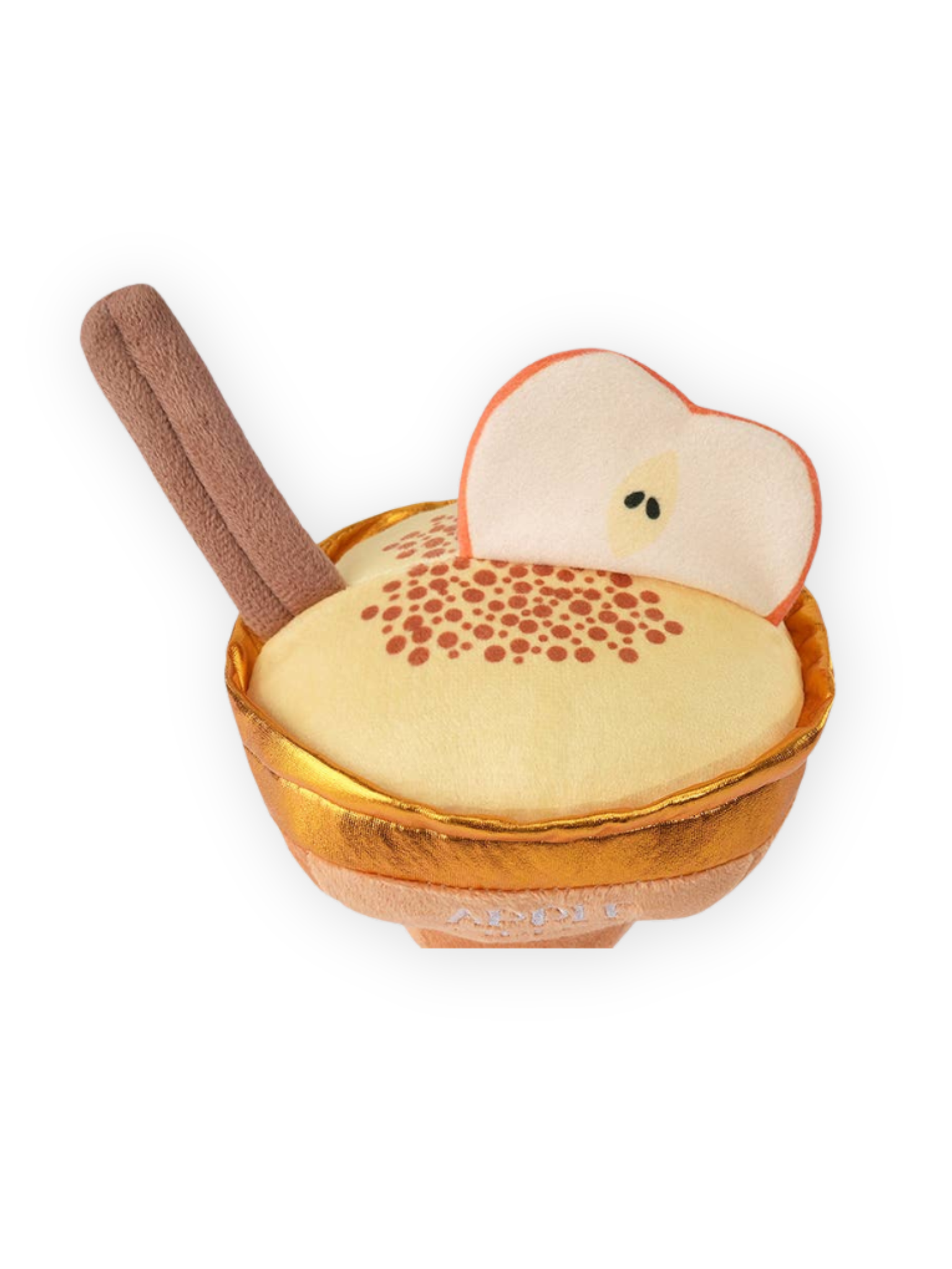 Detail of plush textures and squeaker inside The Pawster Apple Cider Margarita Toy