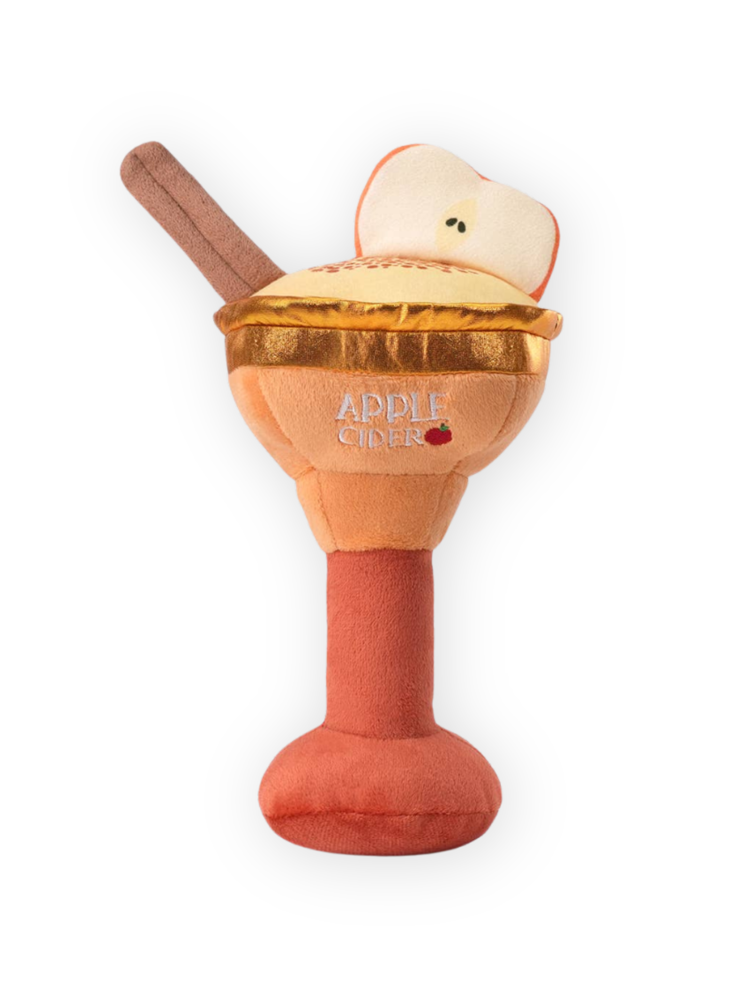 Front view of The Pawster Apple Cider Margarita Dog Toy, plush squeaky fall drink toy