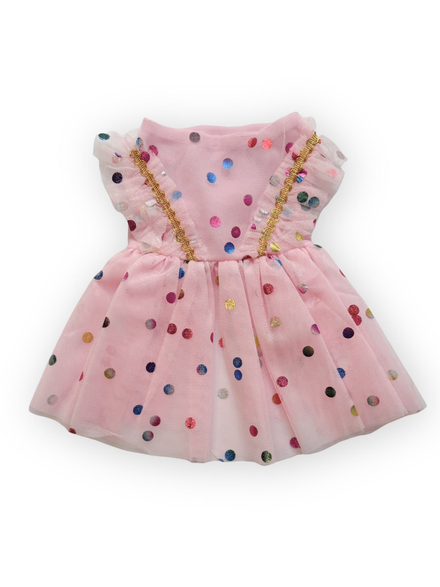 Back view of Confetti Dreams Birthday Dog Dress with stretch waistband