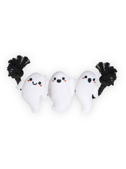Front view of The Pawster Glow-in-the-Dark Ghost Rope Dog Toy